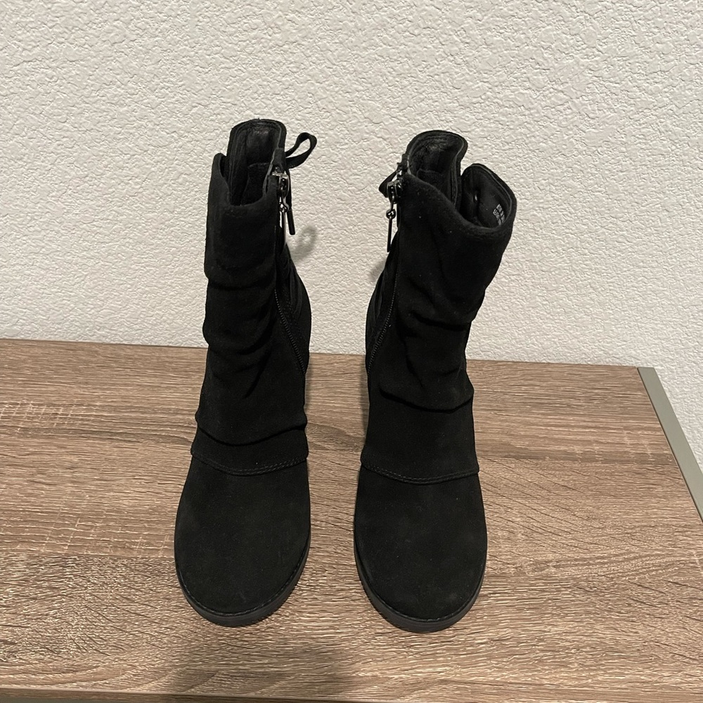 Clarks Suede Ankle Black Boots, Size 6
